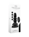 RIBBLY GLASS VIBRATOR WITH SUCTION CUP AND REMOTE RECHARGEABLE 10 VELOCIDADES NEGRO