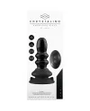 RIBBLY GLASS VIBRATOR WITH SUCTION CUP AND REMOTE RECHARGEABLE 10 VELOCIDADES NEGRO