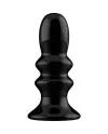 RIBBLY GLASS VIBRATOR WITH SUCTION CUP AND REMOTE RECHARGEABLE 10 VELOCIDADES NEGRO