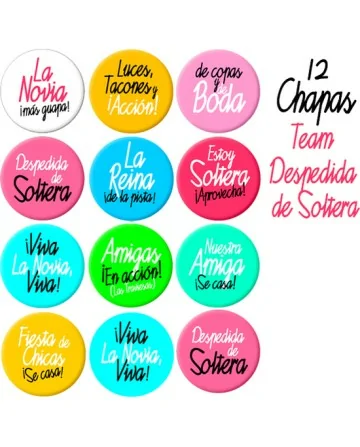 12 CHAPAS DESPEDIDA DE SOLTERA TEAM BOLSA