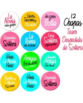 12 CHAPAS DESPEDIDA DE SOLTERA TEAM (BOLSA)