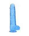 REALROCK DILDO REALiSTICO EFECTO GELATINA CON TESTiCULOS 10 AZUL