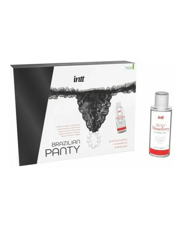 BRAZILIAN PANTY NEGRO SLIDING GEL DE FRESA