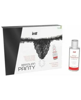 BRAZILIAN PANTY NEGRO + SLIDING GEL DE FRESA