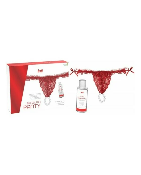 BRAZILIAN PANTY ROJO SLIDING GEL DE FRESA