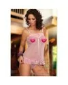 BABYDOLL SEXY ROSA DE MICROTUL CON CANESu DE ENCAJE ROSA