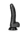 REALROCK PENE REALiSTICO CURVADO CON TESTiCULOS Y VENTOSA 7 18 CM