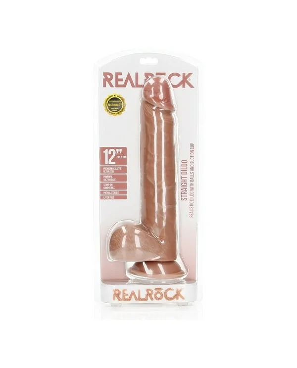 REALROCK PENE REALiSTICO CON TESTiCULOS Y VENTOSA 12 305 CM