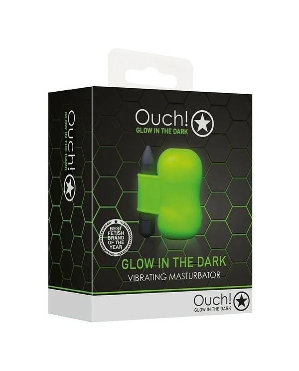 OUCH MASTURBADOR CON VIBRADOR FLUORESCENTE GLOW IN THE DARK