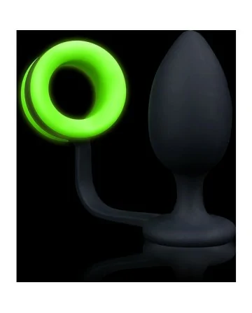 OUCH ANILLO PARA EL PENE CON PLUG ANAL GLOW IN THE DARK