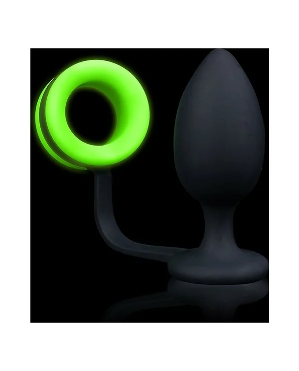 OUCH ANILLO PARA EL PENE CON PLUG ANAL GLOW IN THE DARK