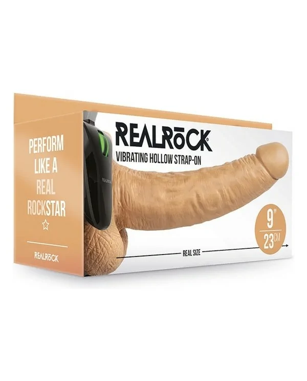 REALROCK STRAP ON HUECO VIBRATORIO CON TESTiCULOS 9 23 CM