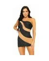 LEG AVENUE MINIVESTIDO ASIMeTRICO DE SPANDEX NEGRO NUDE