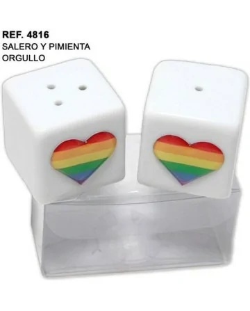 SALERO Y PIMIENTA CERAMICA CON COZARON LGBT