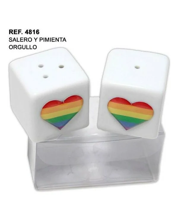 SALERO Y PIMIENTA CERAMICA CON COZARON LGBT