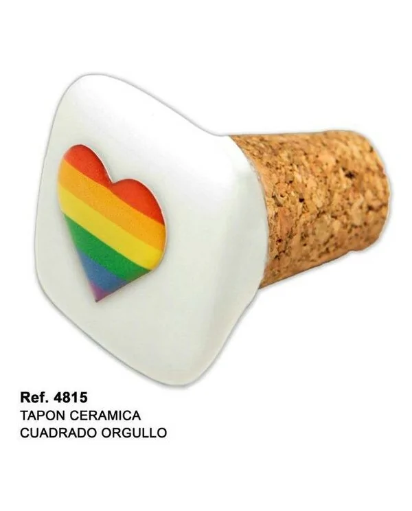 TAPON CERAMICA CORCHO CUADRADO CON BANDERA LGBT