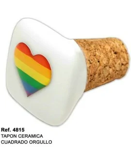 TAPON CERAMICA CORCHO CUADRADO CON BANDERA LGBT