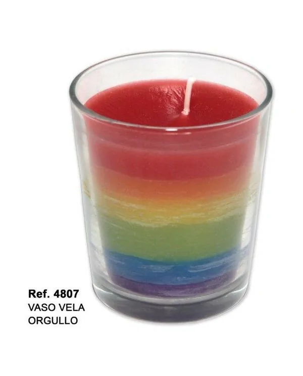 VASO VELA CON LA BANDERA LGBT