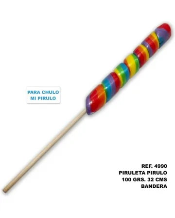 PIRULETA PIRULO 100 GR Y 32 CM CON LA BANDERA LGBT PARA CHULO CHULO MI PIRULO