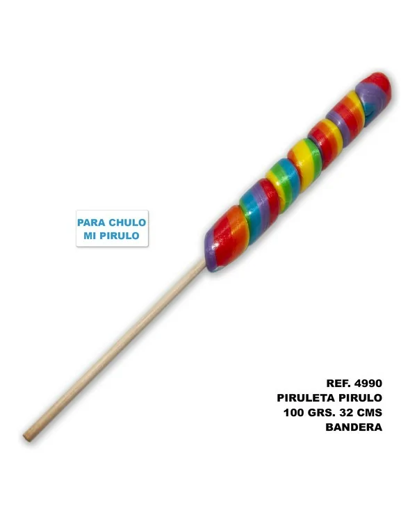 PIRULETA PIRULO 100 GR Y 32 CM CON LA BANDERA LGBT PARA CHULO CHULO MI PIRULO