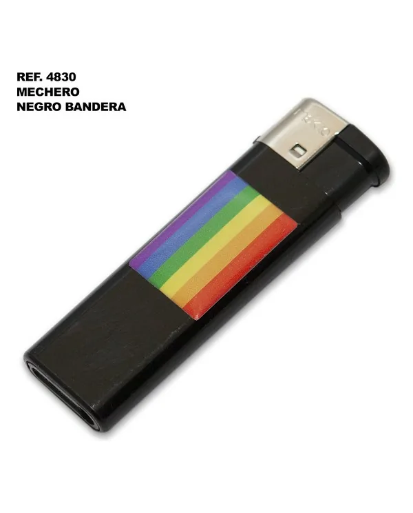 MECHERO ELECTRICO NEGRO CON BANDERA LGBT