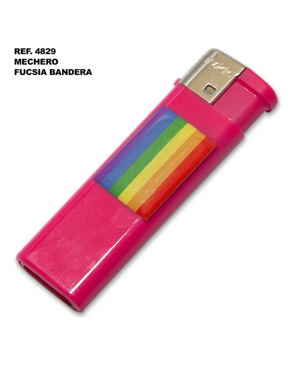 MECHERO ELECTRICO FUSCIA CON BANDERA LGBT