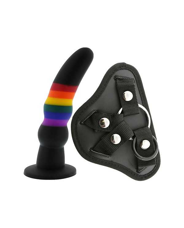 COLOURFUL LOVE STRAP ON SOLID DILDO