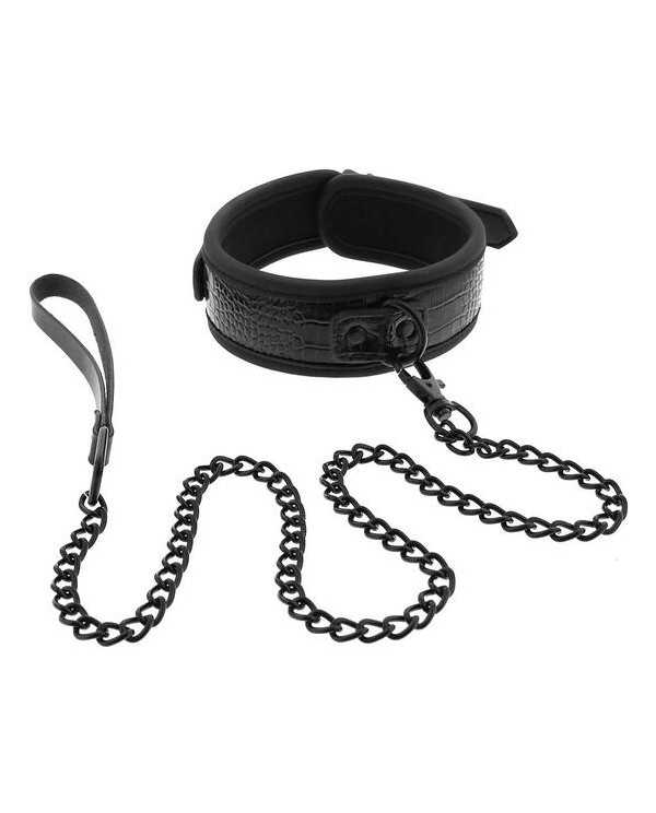 BLAZE COLLAR AND LEASH CROCO BLACK